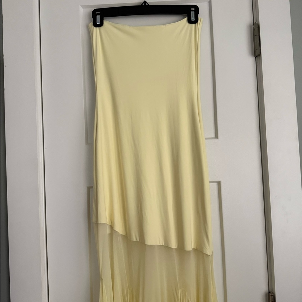 DEME by Gabriella Dahlia Strapless Gown Maxi Dress Butter Yellow NEW with tag - Picture 4 of 10